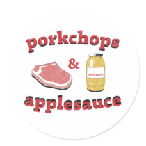 porkchops & applesauce round sticker