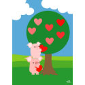 Porky Valentine and Love Tree greeting card card