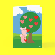 Porky Valentine and Love Tree greeting card