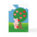 Porky Valentine and Love Tree greeting card card
