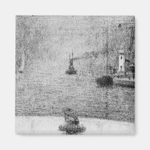 Port in Honfleur by Georges Seurat Fridge Magnet