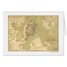Port of Boston Massachusetts Map 1764 Greeting Card