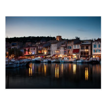 Port of Cassis at night Postcard