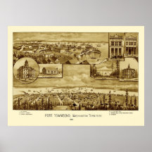 Port Townsend Washington Panoramic Map 1888 Poster