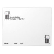 Portable TV Service Power Failure 11"x8.5" Note Pad
