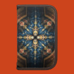 blue, orange, gold, geometric, glowing, flower,