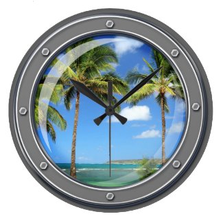 Porthole to Paradise Wall Clock