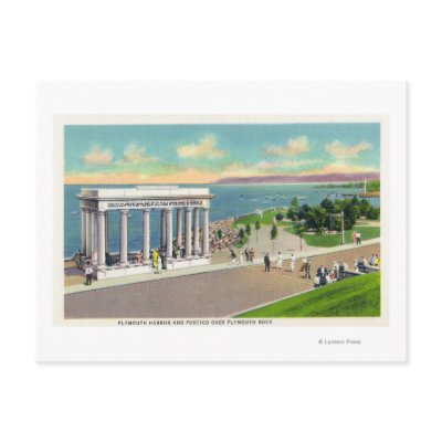 Portico over Plymouth Rock View of Plymouth Postcard