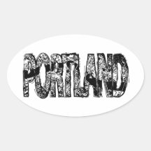 Portland Grunge Map Oval Stickers