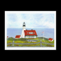 Portland Head light "A View from the Hill" postcards by Bonhovey Portland Head light "A View from the Hill" postcards
