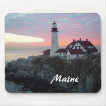 Portland Headlight Sunrise Maine Mousepad by Jen_Fuller_Photos Portland Headlight Sunrise Maine Mousepad