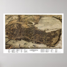 Portland, Maine Panoramic Map - 1876 Poster