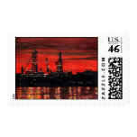 Portland Oil Rigs at Night Postage Stamp