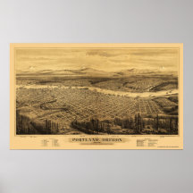 Portland, OR Panoramic Map - 1879 Print