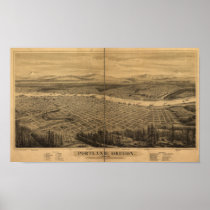Portland Oregon 1879 Antique Panoramic Map posters