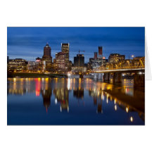 Portland Oregon at Night Card
