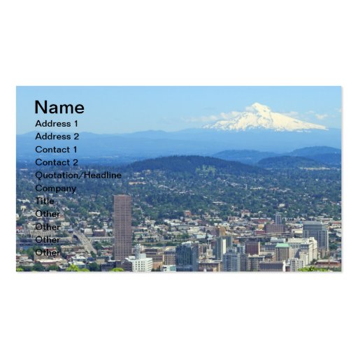Portland, Oregon City and Mountain View Business Card Templates (front side)