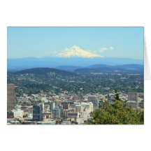 Portland, Oregon City View, Mount Hood background Card