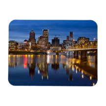 Portland Oregon Downtown Skyline at Blue Hour Magn Rectangular Magnets