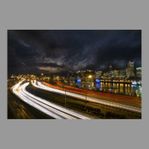 Portland Oregon Light Trails Night Scene Photo posters