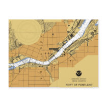 Portland Oregon Nautical Harbor Chart Postcard