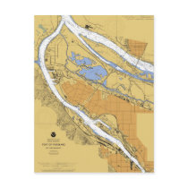 Portland Oregon Nautical Harbor Chart Postcard