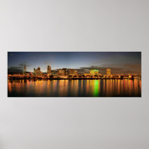 Portland Oregon Night Skyline Reflection Poster