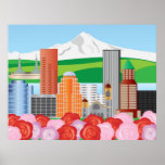 Portland Oregon Skyline Illustration Print
