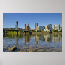 Portland Oregon Skyline Water Reflection Poster