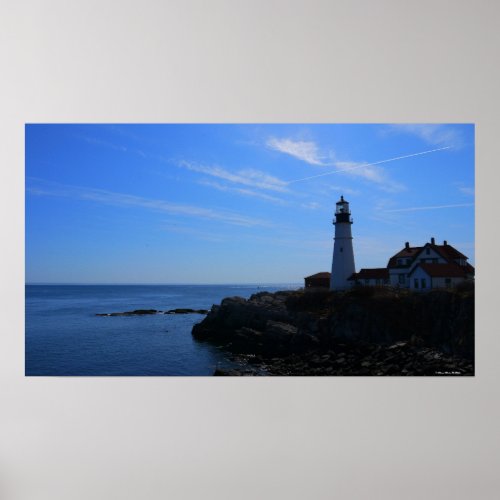 Portlandhead Lighthouse Blue sky Maine Poster zazzle_print