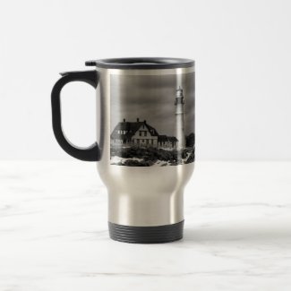 Portlandhead Lighthouse in winter-Travel Mug mug