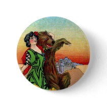 Portola Festival Lady with Bear Pinback Button