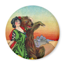 Portola Festival Lady with Bear Fridge Magnet
