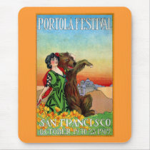Portola Festival Lady with Bear Mouse Pads