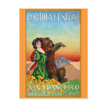Portola Festival Lady with Bear Post Cards