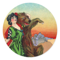 Portola Festival Lady with Bear Stickers