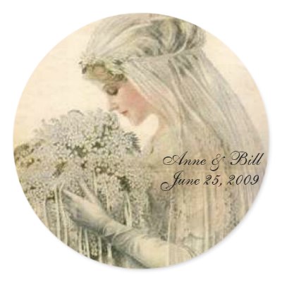 Portrait Bride 'Save the Date' Sticker. Sheets of 20. Discounts for 2 or more.