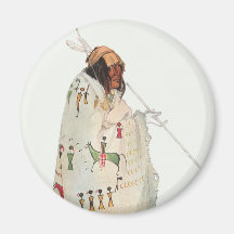 Portrait, Indian Warrior with Pipe by Karl Bodmer Magnet