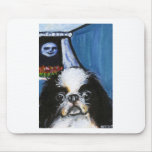 Portrait of a black Japanese chin Mousepads