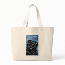 Portrait of a Black Pug Tote Bags
