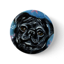 Portrait of a Black Pug buttons