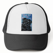 Portrait of a Black Pug hats