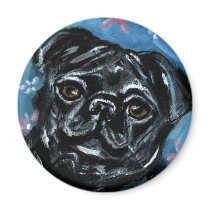 Portrait of a Black Pug magnets