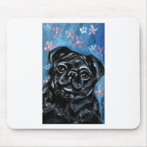 Portrait of a Black Pug mousepads