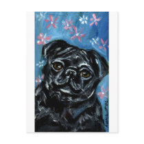 Portrait of a Black Pug postcards