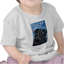 Portrait of a Black Pug T-shirts