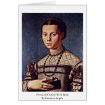 Portrait Of A Girl With Book By Bronzino Angelo Cards