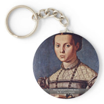 Portrait Of A Girl With Book By Bronzino Angelo Key Chains
