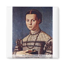 Portrait Of A Girl With Book By Bronzino Angelo Fridge Magnets