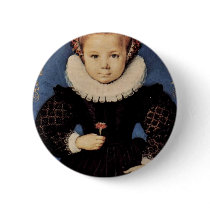 Portrait Of A Girl With Carnation Oval By Oliver D Pinback Button
